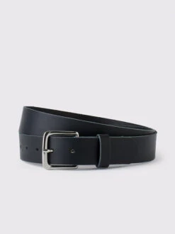 Black Essential Leather Trouser Belt