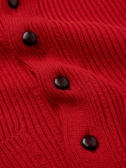 Red Shawl Neck Cardigan -Xmas Festival Shop 22 06 PETER CHRISTIAN STUDIO MK117 RED CLOSEUP 1280px min 69198.1669305252