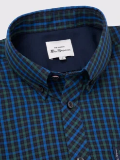 Emerald Green Ben Sherman Long Sleeve Check Shirt -Xmas Festival Shop Blue Green Ben Sherman Long Sleeve Check Shirt Collar min 75646.1659431091