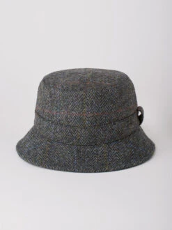Blue Harris Tweed Roll Up Hat