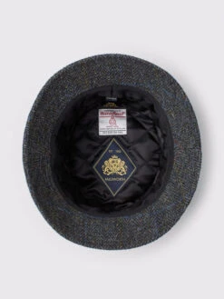 Blue Harris Tweed Roll Up Hat -Xmas Festival Shop Blue Harris Tweed Roll Up Hat LINING 1280px min 38315.1659431618