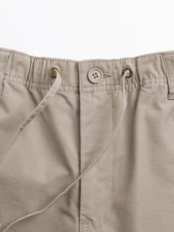 Sand Drawstring Waist Trousers -Xmas Festival Shop Cream Sand Mens Organic Cotton Drawstring Trousers Waistband 84714.1679998234