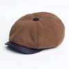 Cognac Leather Peak Baker Boy Cap