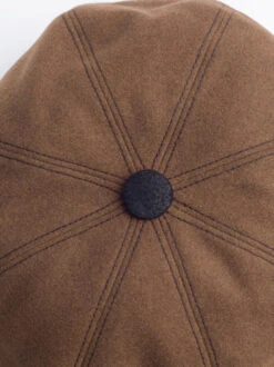 Cognac Leather Peak Baker Boy Cap -Xmas Festival Shop MH106 Cognac Brown Wool Leather Button Top Cap Dasmarca 07926.1629810905