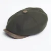 Pine Leather Peak Baker Boy Cap