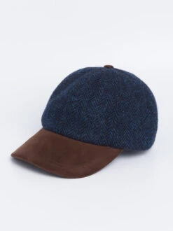 Blue Harris Tweed Baseball Cap