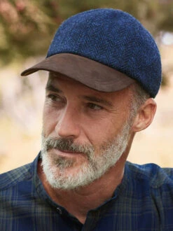 Blue Harris Tweed Baseball Cap -Xmas Festival Shop MH86 Showerproof Harris Tweed Baseball Cap Blue 78159.1597835274.1280.1280 66105 00791.1640274472