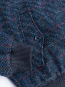 Navy Harris Tweed Harrington Jacket -Xmas Festival Shop MJ71 Harris Tweed Harrington Jacket Navy Cuff 85067.1628509077
