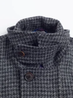 Grey Houndstooth Harris Tweed Overcoat -Xmas Festival Shop MJ82 Grey Houndstooth Harris Tweed Overcoat Collar 66842.1633605384