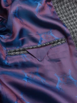 Grey Houndstooth Harris Tweed Overcoat -Xmas Festival Shop MJ82 Grey Houndstooth Harris Tweed Overcoat Lining 54733.1633432241