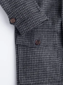Grey Houndstooth Harris Tweed Overcoat -Xmas Festival Shop MJ82 Grey Houndstooth Harris Tweed Overcoat Pocket 69724.1633605384