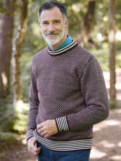 Burgundy Norwegian Style Jumper 100% Pure Wool