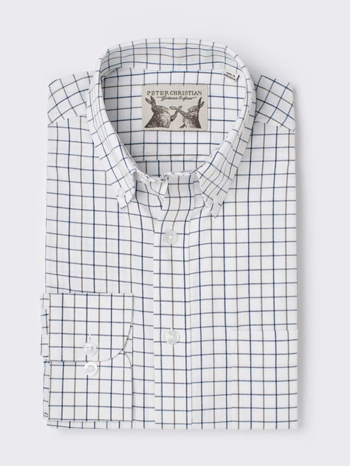 Blue Button Down Collar County Tattersall Shirt 2 Blue Button Down Collar County Tattersall Shirt - Image 2
