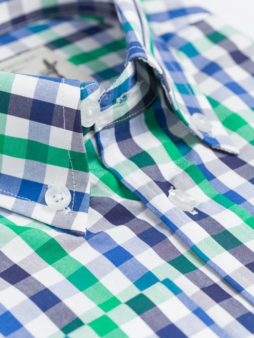 Button Down Green & Blue Ensign Check Long Sleeve Shirt 2 Button Down Green & Blue Ensign Check Long Sleeve Shirt - Image 2