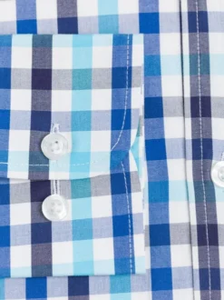 Button Down Sky & Blue Ensign Check Long Sleeve Shirt -Xmas Festival Shop MS44BD Button Down Ensign Check Shirt Cuff Blue 97725.1639399603