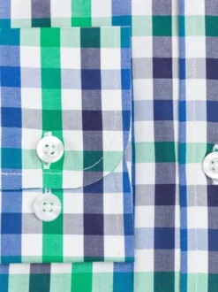 Button Down Green & Blue Ensign Check Long Sleeve Shirt 5 Button Down Green & Blue Ensign Check Long Sleeve Shirt -Xmas Festival Shop MS44BD Button Down Ensign Check Shirt Cuff Green 45842.1639399551
