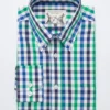 Button Down Green & Blue Ensign Check Long Sleeve Shirt