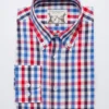 Button Down Red & Navy Ensign Check Long Sleeve Shirt