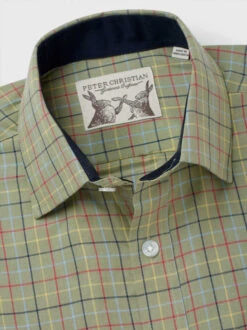 Green Colourful Tattersall Check Cotton Shirt -Xmas Festival Shop MS93 Green NoOrganic Collar 41110.1665662200