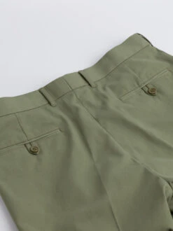 Green Cotton Pleated Shorts -Xmas Festival Shop MT47 Cotton Tailored Shorts Back Green 16670.1680519490