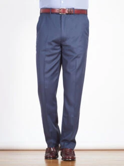 Luxury Navy Wool Crepe Trousers