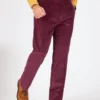 Burgundy Flat Front Corduroy Trousers