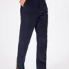 Navy Flat Front Corduroy Trousers