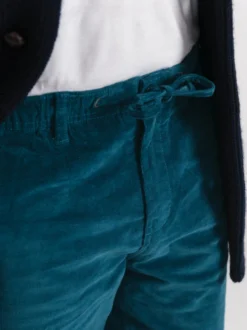 Blue Corduroy Drawstring Waist Trousers -Xmas Festival Shop MT60 NEW BLUE DRAWSTRING WASIT CLOSEUP 2 11555.1698325931