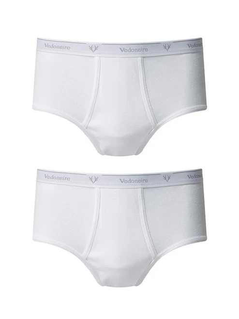 White Vedoneire Cotton Fine Rib Brief (2 Pairs) 3 White Vedoneire Cotton Fine Rib Brief (2 Pairs) - Image 3