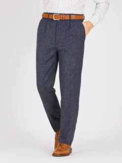 Blue Fine Donegal Tweed Trousers