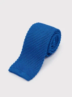 Blue Knitted Silk Tie