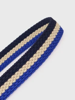 Blue Stripe Woven Elastic Belt -Xmas Festival Shop Mens Blue Stripe Woven Elastic Belt Curl Detail 75330.1684227323