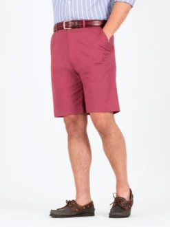 Brick Cotton Stretch Flat Front Shorts