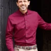 Burgundy Soft Cotton Twill Button Down Shirt