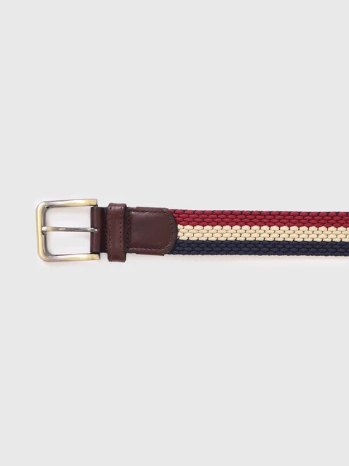 Burgundy Stripe Woven Elastic Belt 2 Burgundy Stripe Woven Elastic Belt - Image 2