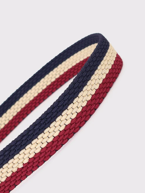 Burgundy Stripe Woven Elastic Belt 3 Burgundy Stripe Woven Elastic Belt - Image 3