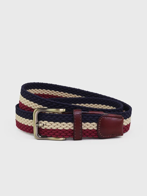 Burgundy Stripe Woven Elastic Belt 1 Burgundy Stripe Woven Elastic Belt