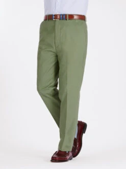 Green Flat Front Chinos