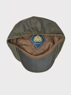 Olive Waxed Cotton Baker Boy Cap -Xmas Festival Shop Mens Green Olive Waxed Bakerboy Cap MH118 Inside 03912.1690551736