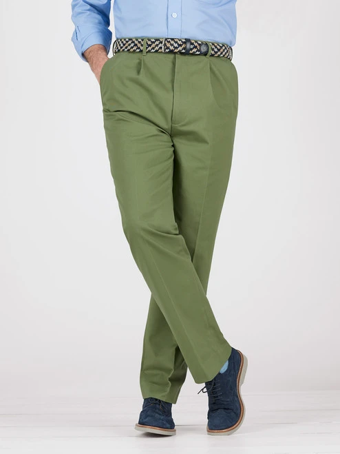 Green Pleated Chino Trousers 1 Green Pleated Chino Trousers