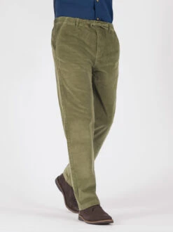 Lovat Green Corduroy Drawstring Waist Trousers