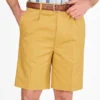 Mustard Cotton Pleated Shorts