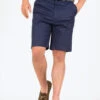 Navy Cotton Stretch Flat Front Shorts