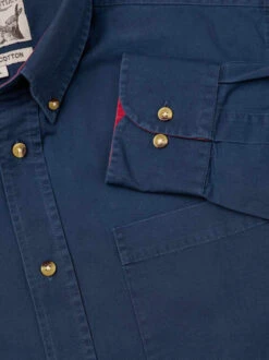 Navy Soft Cotton Twill Button Down Shirt -Xmas Festival Shop Mens Navy Blue Washed Cotton Shirt Cuff 28745.1698853189