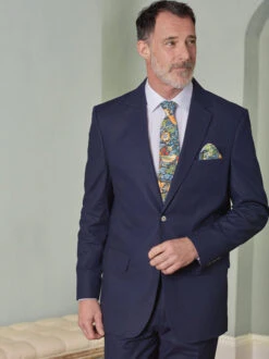 William Morris Navy Strawberry Thief Tie -Xmas Festival Shop Mens Navy Blue William Morris Cotton Tie ME183 Model 56748.1691508498