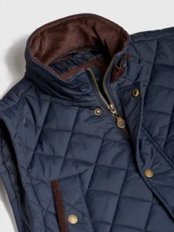 Navy Vedoneire Quilted Gilet -Xmas Festival Shop Mens Navy Vedoneire Quilted Gilet MJ100 Collar 03711.1692180669