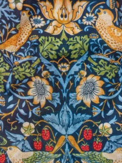 Navy William Morris Strawberry Thief Cravat -Xmas Festival Shop Mens Navy William Morris Starwberrry Thief Cravat ME187 Closeup 05722.1691679272