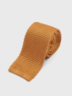 Ochre Knitted Silk Tie