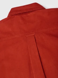 Rust Corduroy Button Down Shirt -Xmas Festival Shop Mens Pincord Shirt Rust MS241 Detail 1280 web 28932.1693574847