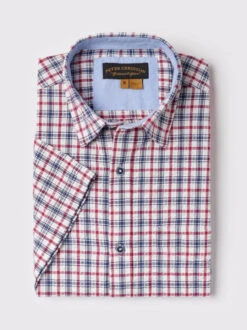 Red Seersucker Half Sleeve Shirt